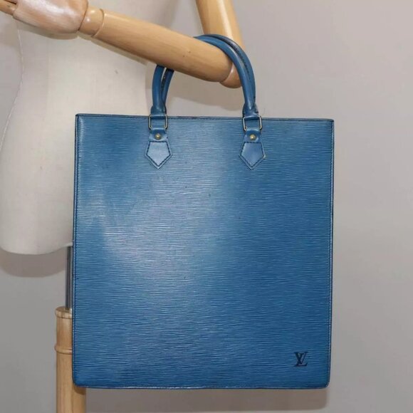 LOUIS VUITTON Epi Sac Plat Hand Bag Blue - Picture 1 of 16